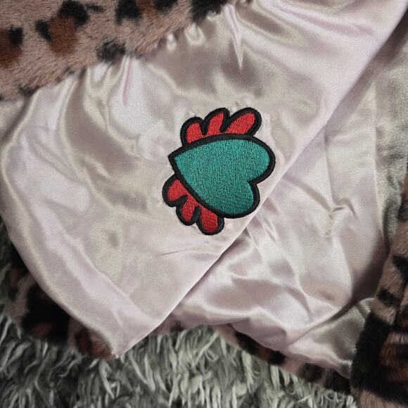 Steve Madden Coat Womens Sz M Pink Leopard Faux Fur Button Front Mob Wife - Picture 10 of 10